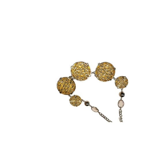 Gold-Tone Statement Necklace With Intricate Floral Swirls & Adjustable Chain - Picture 9 of 12